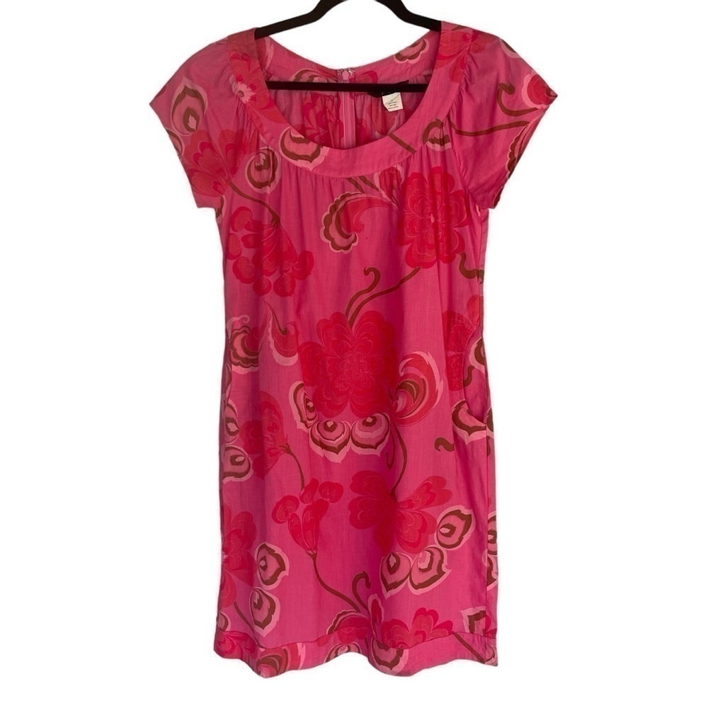 J. Crew 100% Cotton Floral Short Sleeve Boxy Sheath Dress Size 2